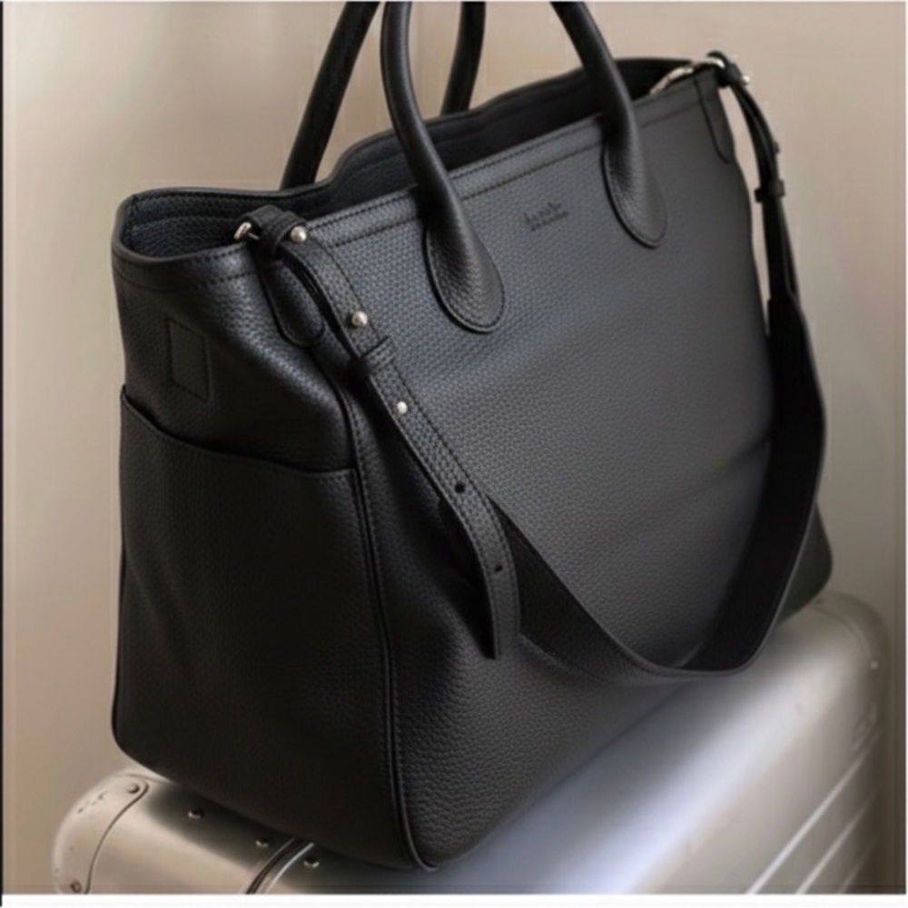 Beck Bags NYC Booty Call Black Pebbled Soft Leather Tote Bag + Dust Bag -EUC - Picture 3 of 6